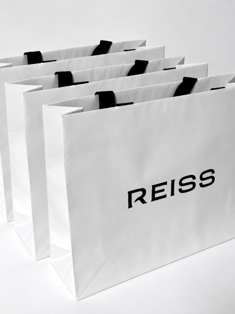 Reiss Large Shopping Gift Bags Set of 3 White & Black